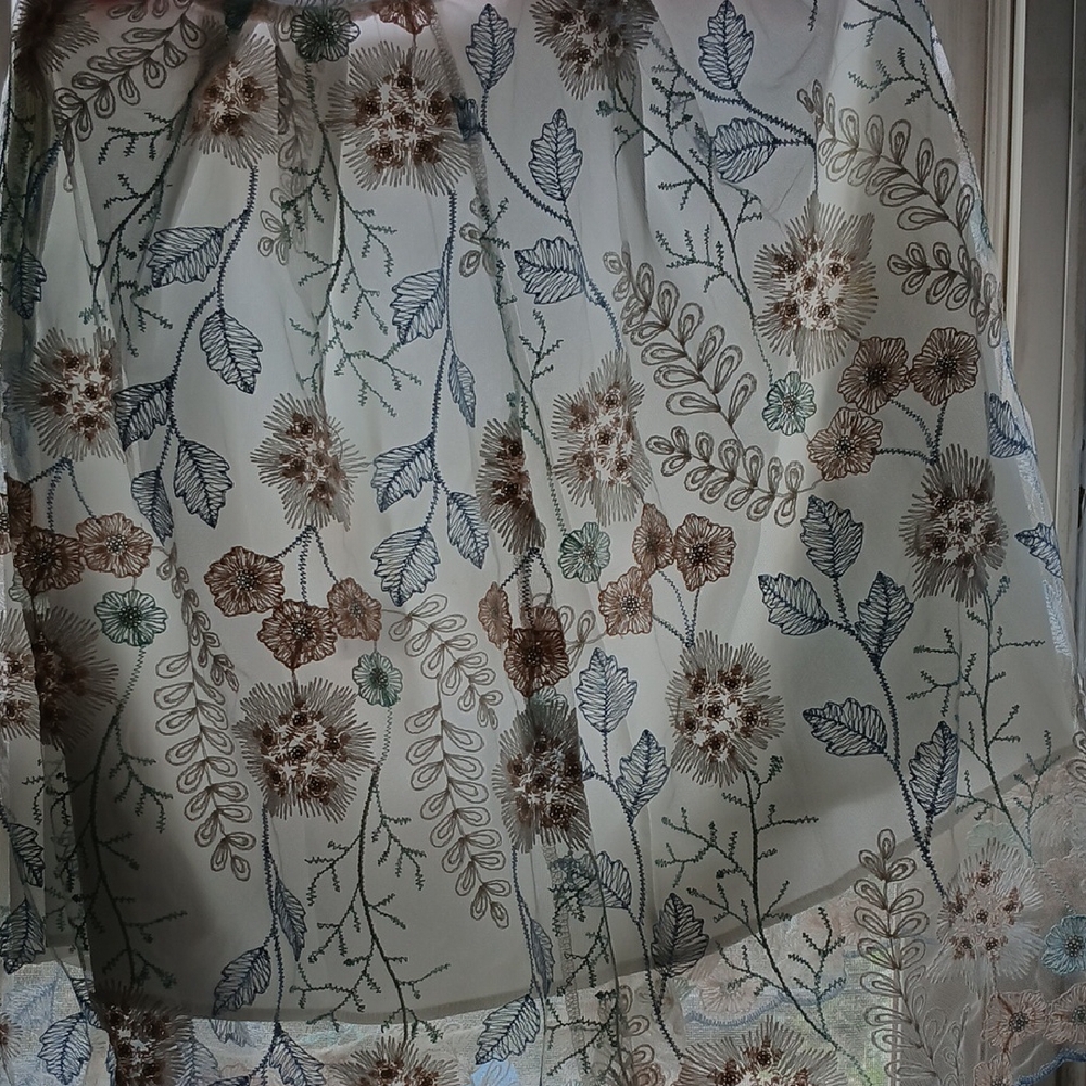 Chicwish Floral A-Line Skirt - Cream and Blue
